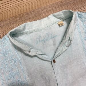 Tommy Bahama Shirt Mens XL Blue Linen Cool Summer Button Up Preppy Comfort